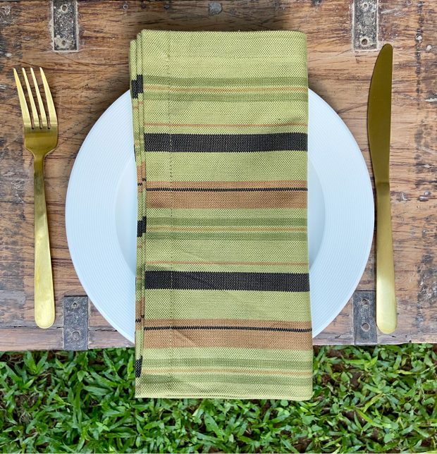 Stripes Cotton Table Napkins Moss Green Set of 6