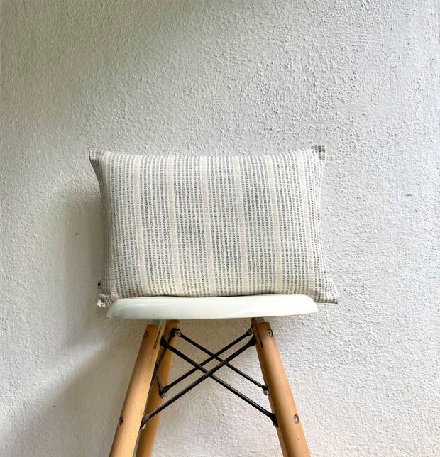 Vertical Dobby Stripes Cotton Cushion cover White/Brown 12