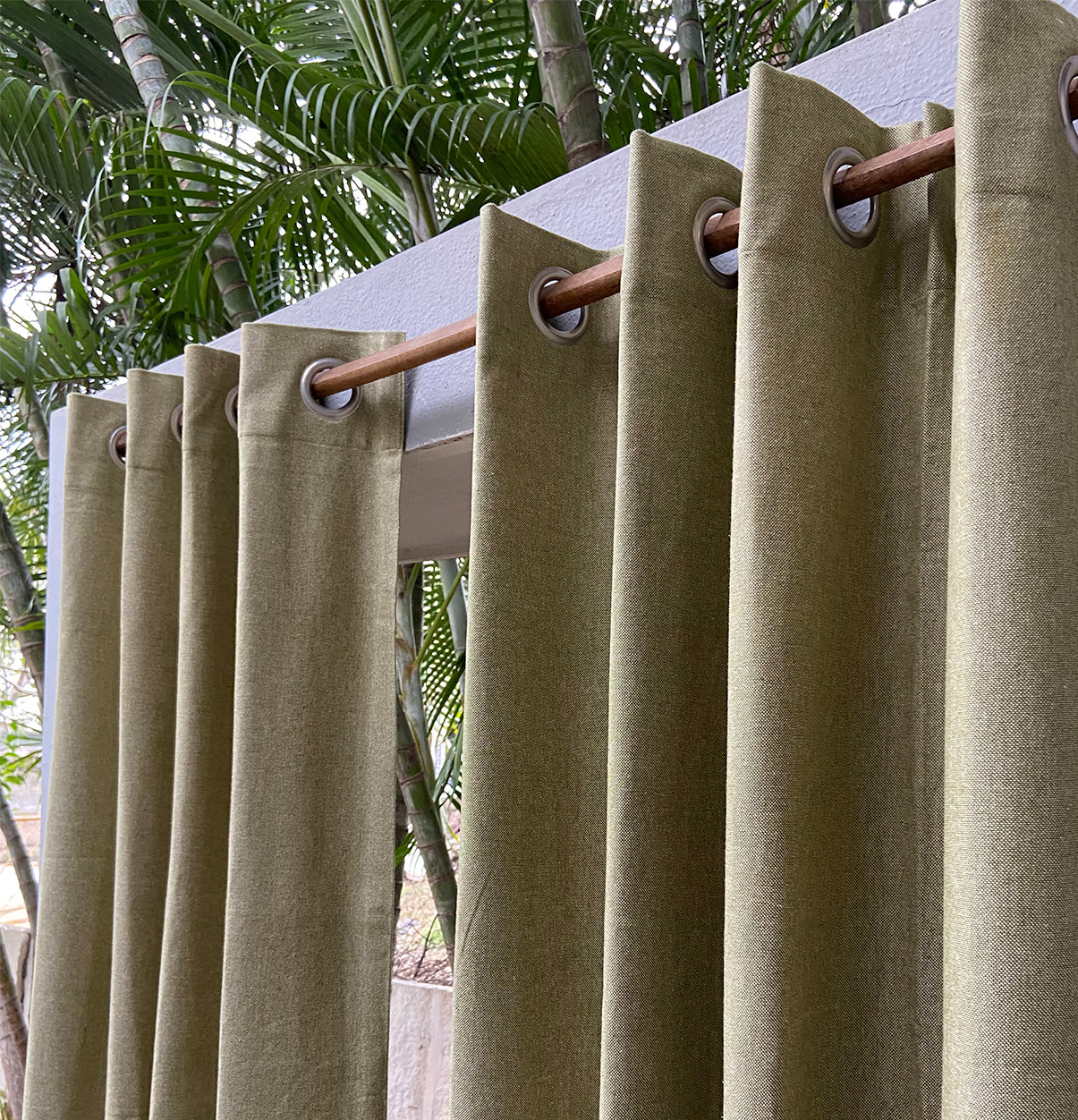 Chambray Cotton Curtain Sage Green
