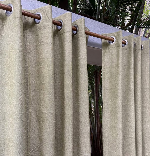 Chambray Cotton Curtain Sage Green
