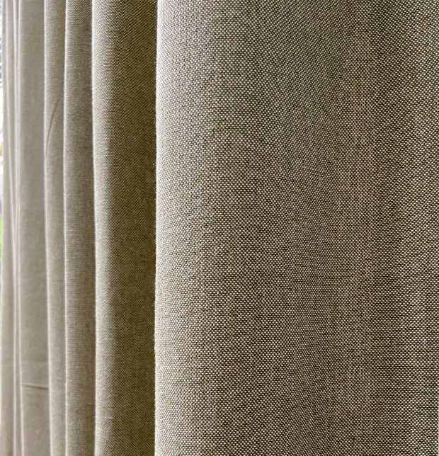 Chambray Cotton Custom Blinds Sage Green