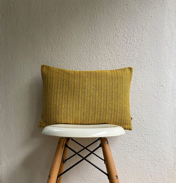 Handwoven Stripes Cotton Cushion cover Turmeric Yellow 12