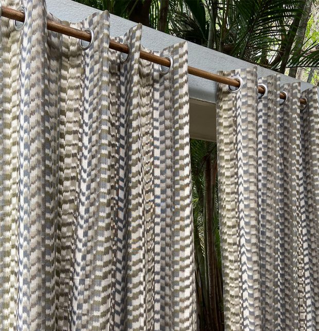 Customizable Handwoven Curtain, Cotton - Ikat - Grey