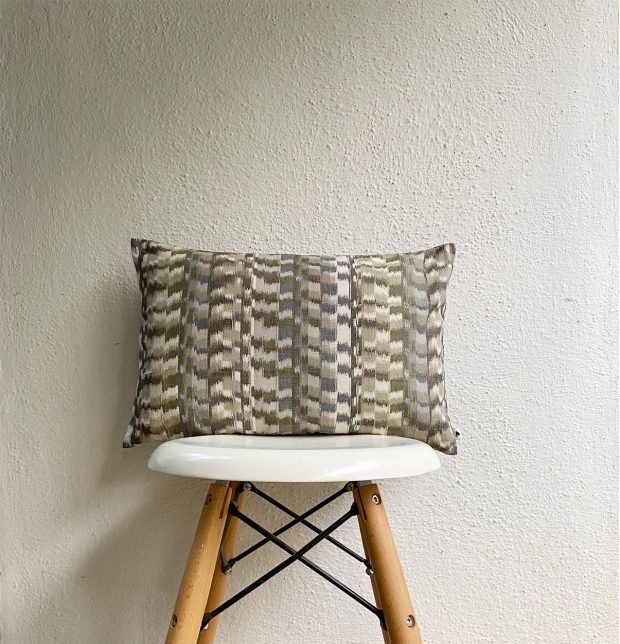 Customizable Hand woven Cushion Cover, Cotton - Ikat - Grey