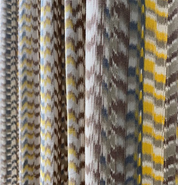Ikat Handwoven Cotton Curtain Grey/Yellow