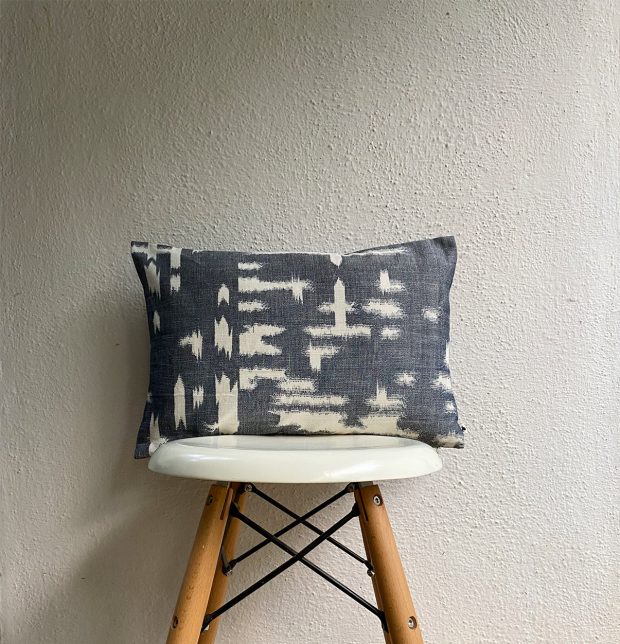Ikat Smudge Cotton Cushion Cover Grey 12