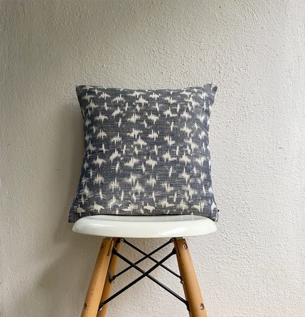 Ikat Smudge Cotton Cushion Cover Grey 16