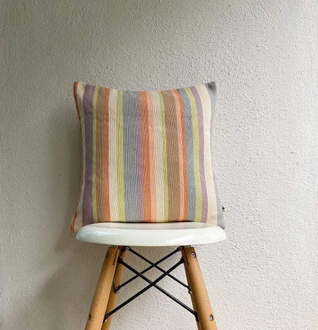 Pastel Striped Cotton Cushion Cover Multicolor 16