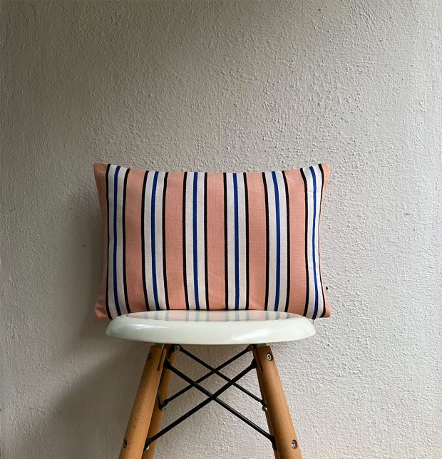 Retro Stripes Cotton Cushion Cover Peach 12