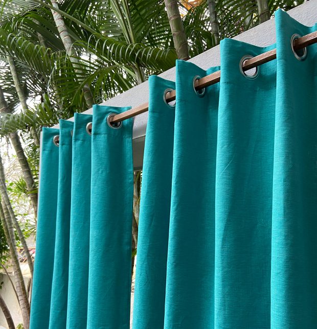 Customizable Curtain, Textura Cotton - Turquoise Blue