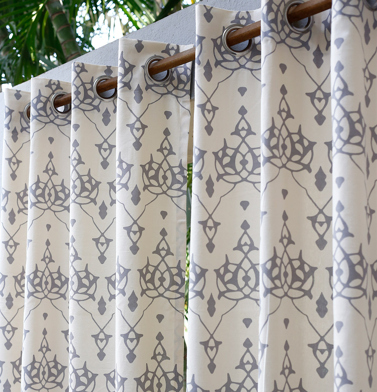 Customizable Curtain, Cotton – Arabic Chevron – Grey/Beige