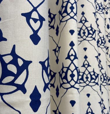 Arabic Chevron Cotton Custom Stitched Cloth Indigo/Beige