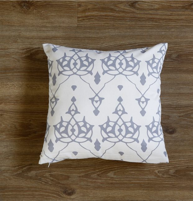 Customizable Cushion Cover, Cotton - Arabic Chevron -Grey/Beige