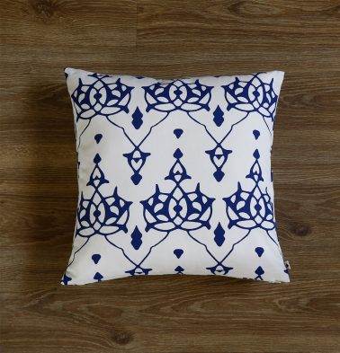 Customizable Cushion Cover, Cotton – Arabic Chevron – Indigo/Beige