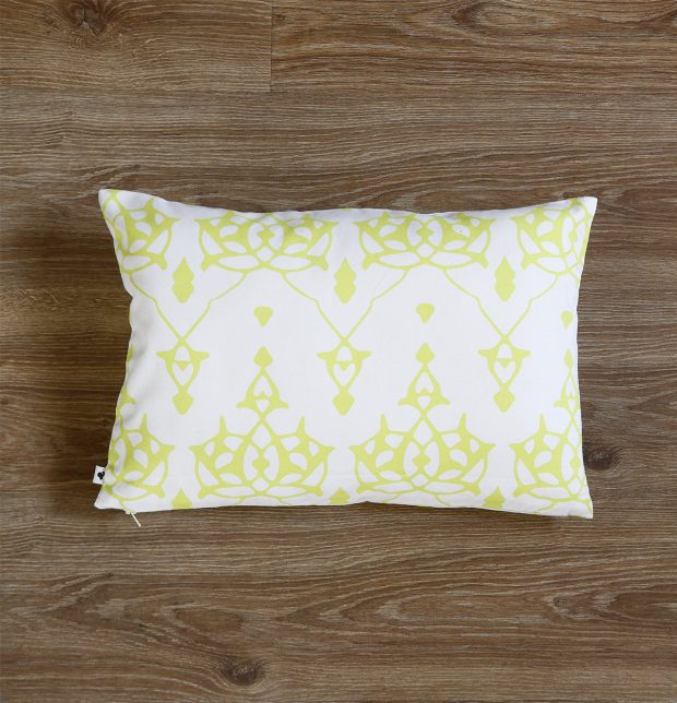 Arabic Chevron Cotton Cushion cover Lemon Green/Beige 12