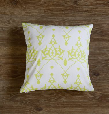 Customizable Cushion Cover, Cotton – Arabic Chevron – Lemon Green/Beige