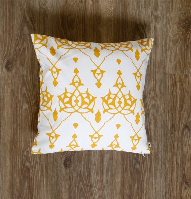 Customizable Cushion Cover, Cotton – Arabic Chevron – Mustard/Beige