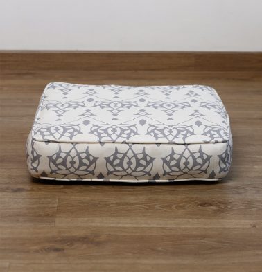 Customizable Floor Cushion, Cotton – Arabic Chevron – Grey/Beige