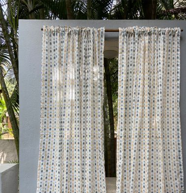 Customizable Sheer Curtain, Slub Cotton – Aztec Arrows Yellow