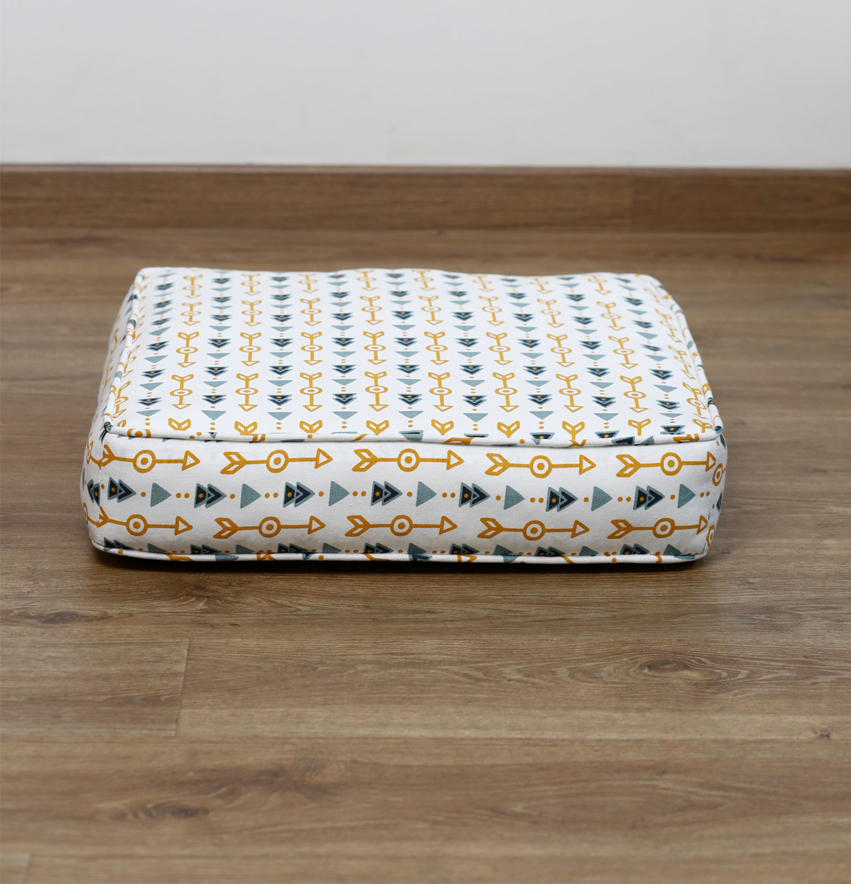 Customizable Floor Cushion, Cotton – Aztec Arrows – Yellow