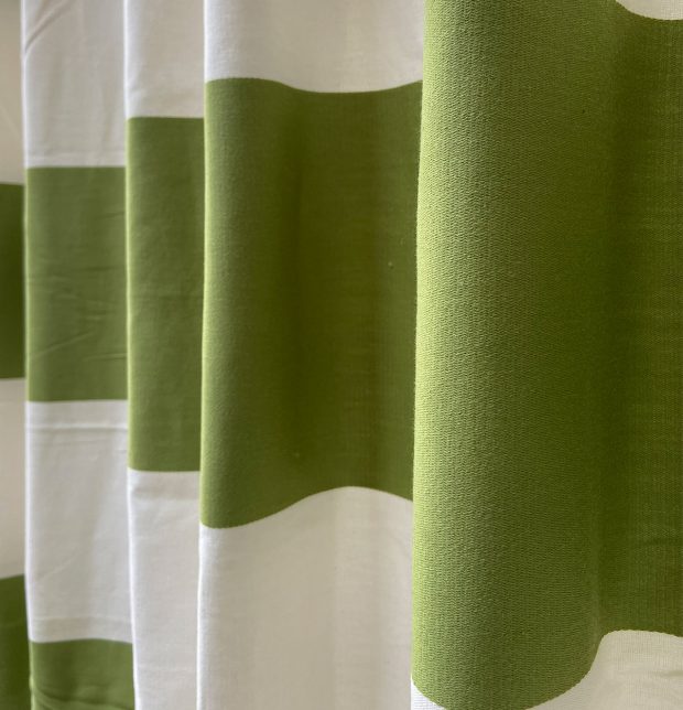 Broad Stripe Cotton Curtain Green/White