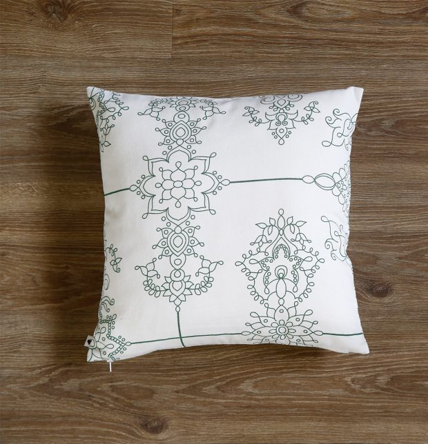 Classic Lines Cotton Cushion Cover Green/Beige 16