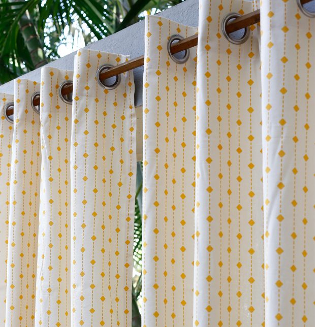 Diamond Lines Cotton Fabric Yellow