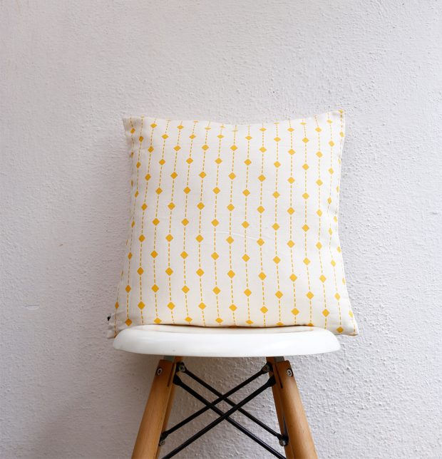 Customizable Cushion Cover, Cotton -  Diamond Lines -  Yellow