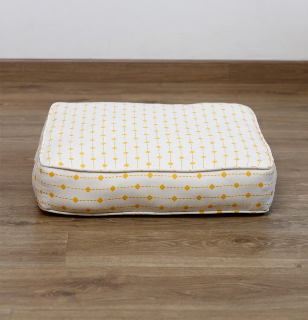 Customizable Floor Cushion, Cotton - Diamond Lines  - Yellow