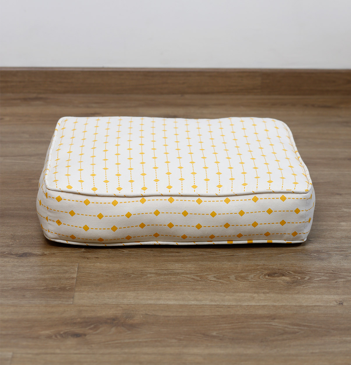 Customizable Floor Cushion, Cotton – Diamond Lines  – Yellow