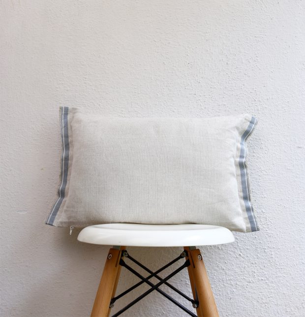 Selvedge Linen Cushion Cover Neutral / Blue  12