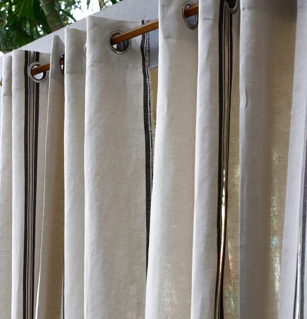 Customizable Linen Curtain - Selvedge - Neutral/Black
