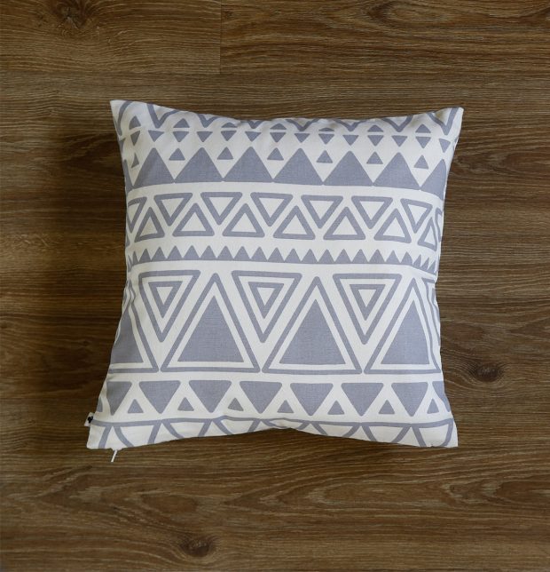 Customizable Cushion Cover, Cotton - Magic Triangle -  Grey/Beige