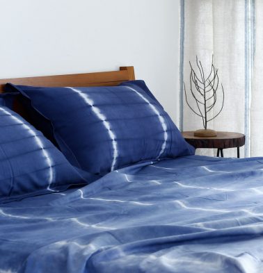 Midnight Blue Tie and Dye Cotton Bedsheet  – With 2 pillow covers
