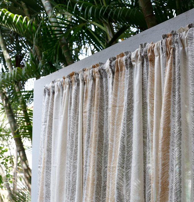 Customizable Sheer Curtain, Slub Cotton - Raw Chevron Stroke