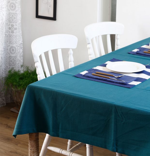 Solid Cotton Table Cloth Teal Green