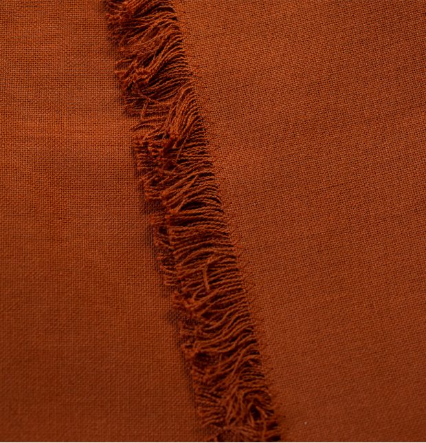 Solid Cotton Table Cloth Rust Orange With Fringes