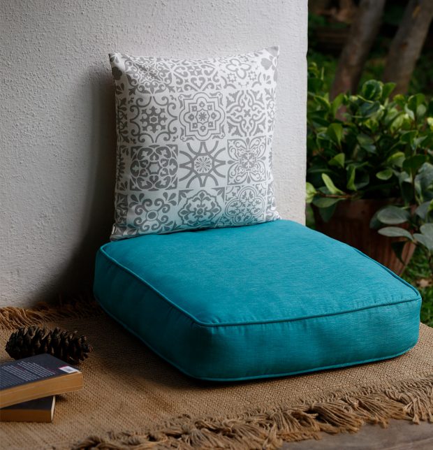 Textura Cotton Floor Cushion Turquoise Blue