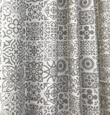 Tiles Print Cotton Custom Blinds Grey