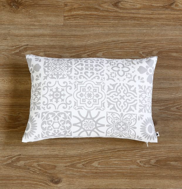 Tiles Print Cotton Cushion cover Grey 12