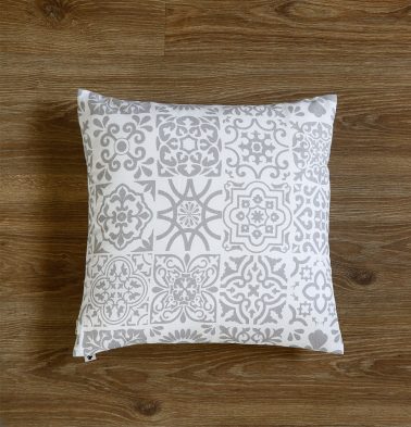 Customizable Cushion Cover, Cotton – Tiles Print – Grey