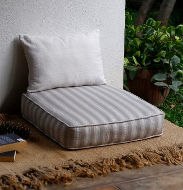 Vintage Weave Cotton Floor Cushion Grey