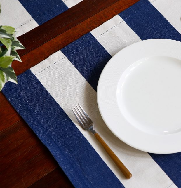 Cabana Stripes Cotton Table Mats Blue/White- Set of 6