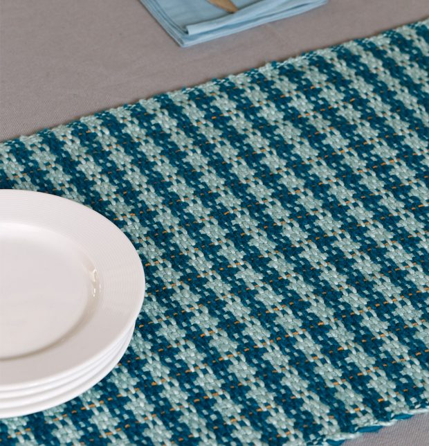 Handwoven Cotton Table Runner Turquoise Blue