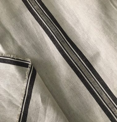 Selvedge Linen Stripe Fabric Neutral/Black
