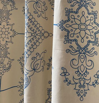 Classic Lines Cotton Fabric Blue/Beige