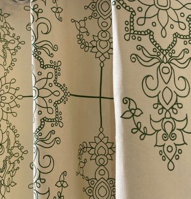 Classic Lines Cotton Fabric Green/Beige