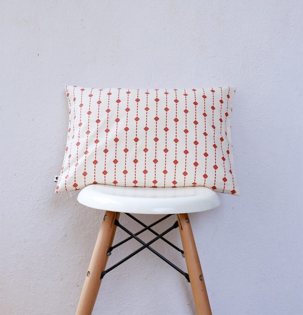 Customizable Cushion Cover, Cotton -  Diamond Lines -  Rust Orange