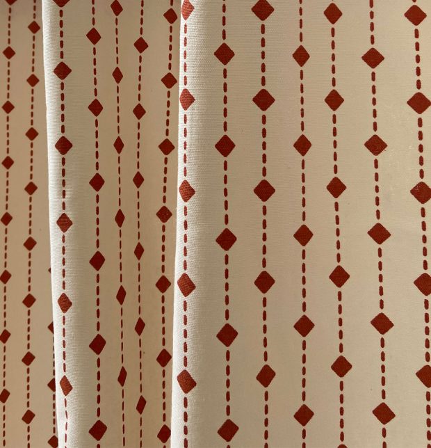 Diamond Lines Cotton Curtain Rust Orange