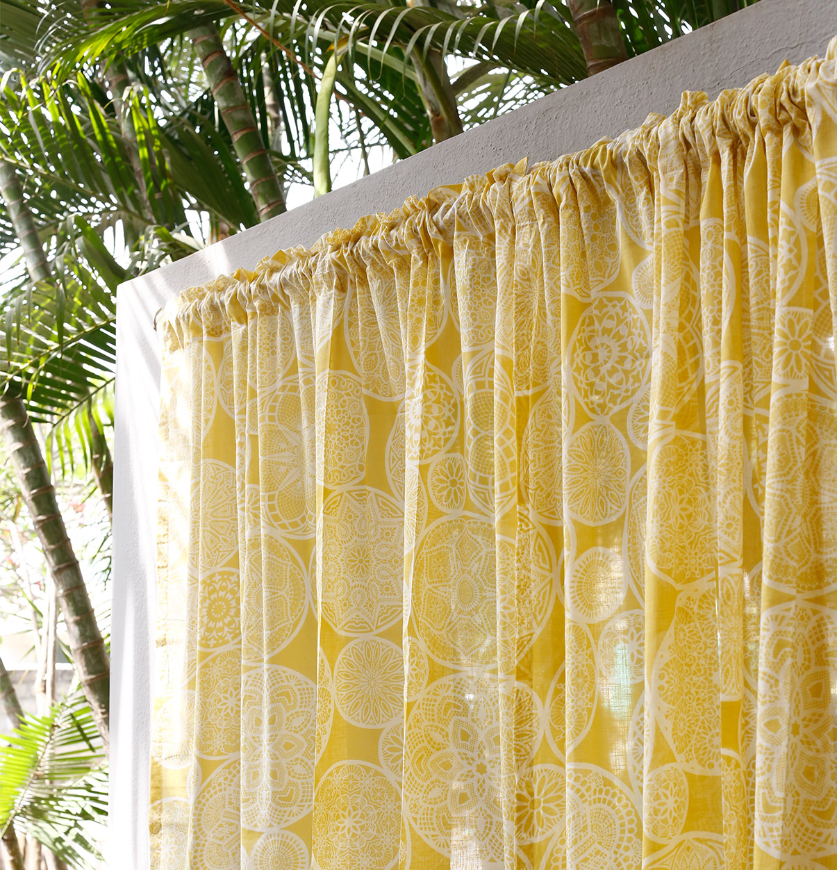 Dreamcatcher Slub Sheer Cotton Curtain Yellow